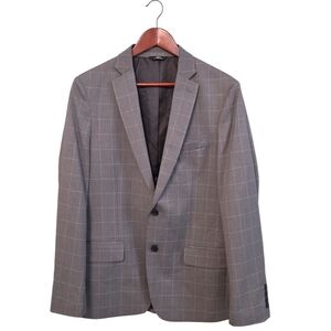 Louis Raphael Slim Fit Gray Checkered Men's Blazer Size 42R Business Office